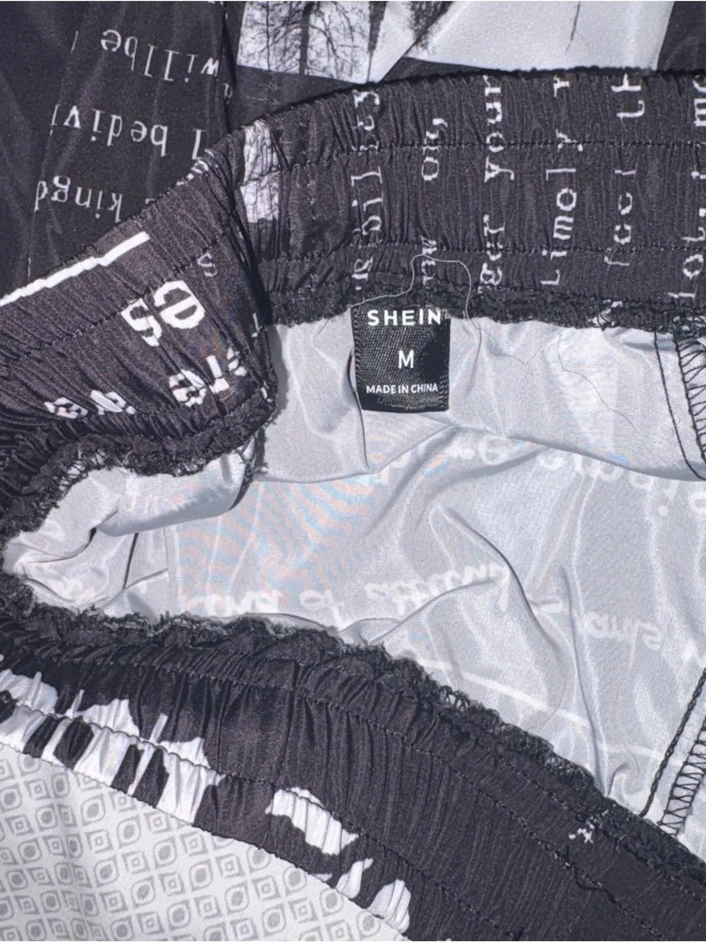 Black Graphic Print Shorts